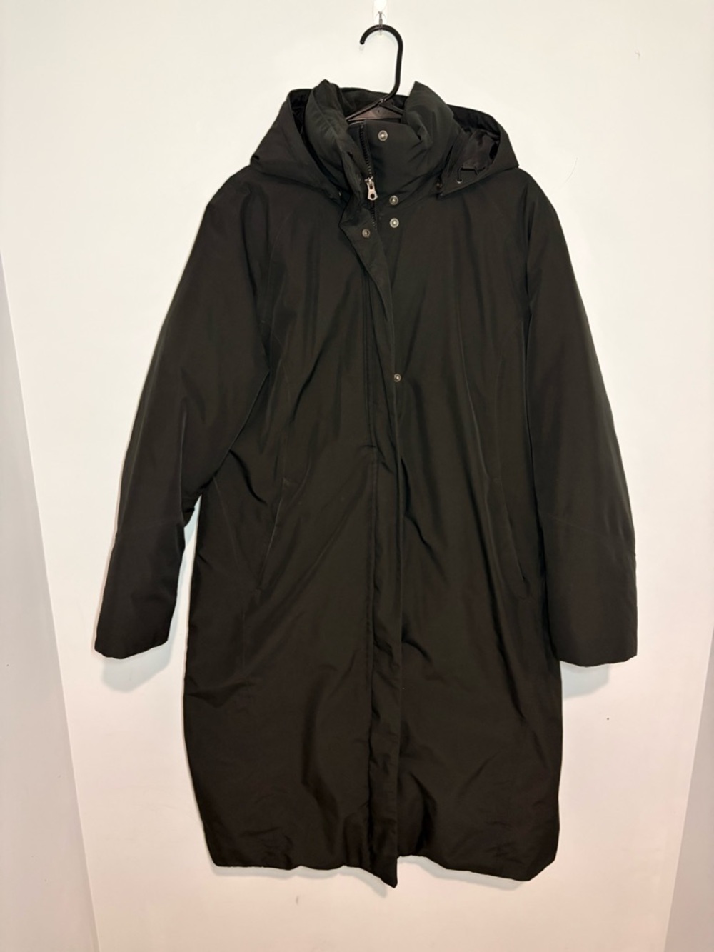 Lands' End Black Hooded Winter Jacket with Fleece Lining